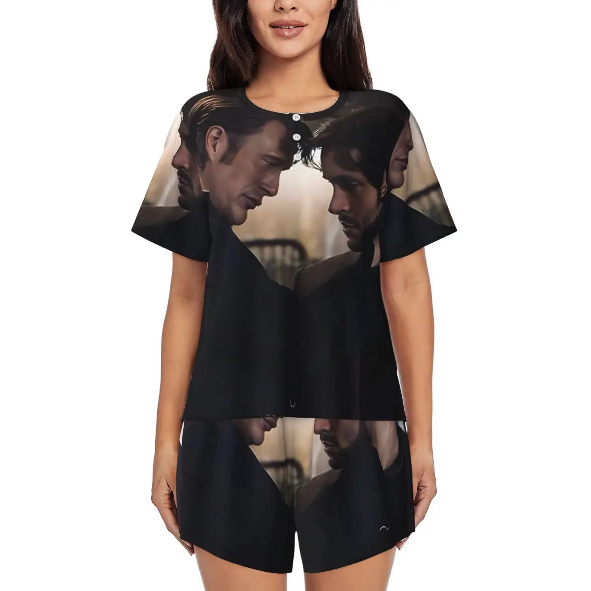 

Hannibal X Will Graham Decoration Horror Movie Round Neck Short Sleeves Nightdress for Sleeping Women Pajama Set Short Pants