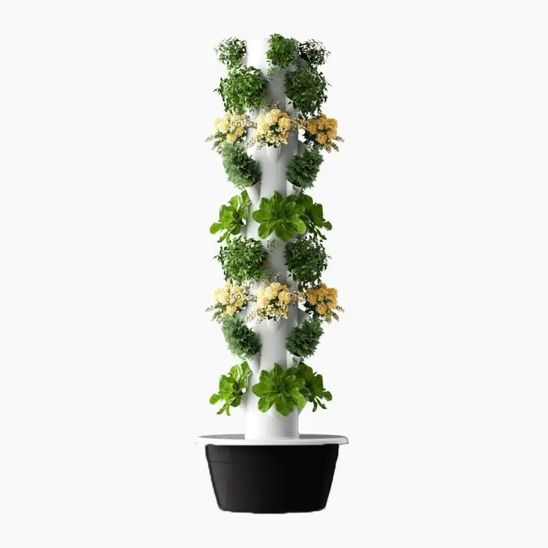 Aeroponic Hydroponic Vertical Grow Tower Fruits Flowers Vegetables 9 Layer 36 Pots Planter Water Tank Pump Black
