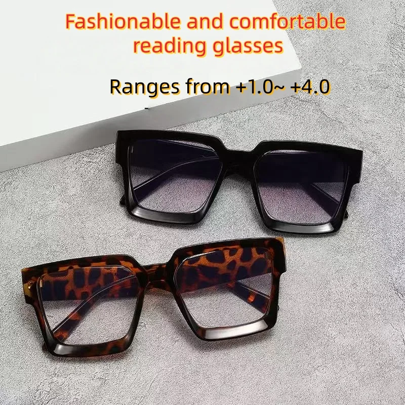 2PCsEuropean and American fashionable square-frame reading glasses, simple and comfortable, relieve reading fatigue