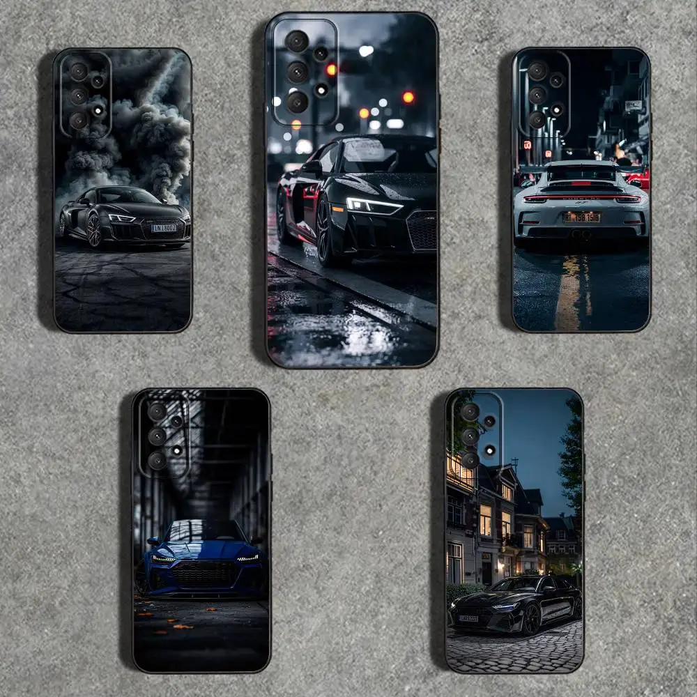 

A-A6L Q5L A4L R8 car Phone Case For Samsung Galaxy A73,31,32,72,41,53,52,71,22,5G,Note,J7,8,9 Soft Black Cover