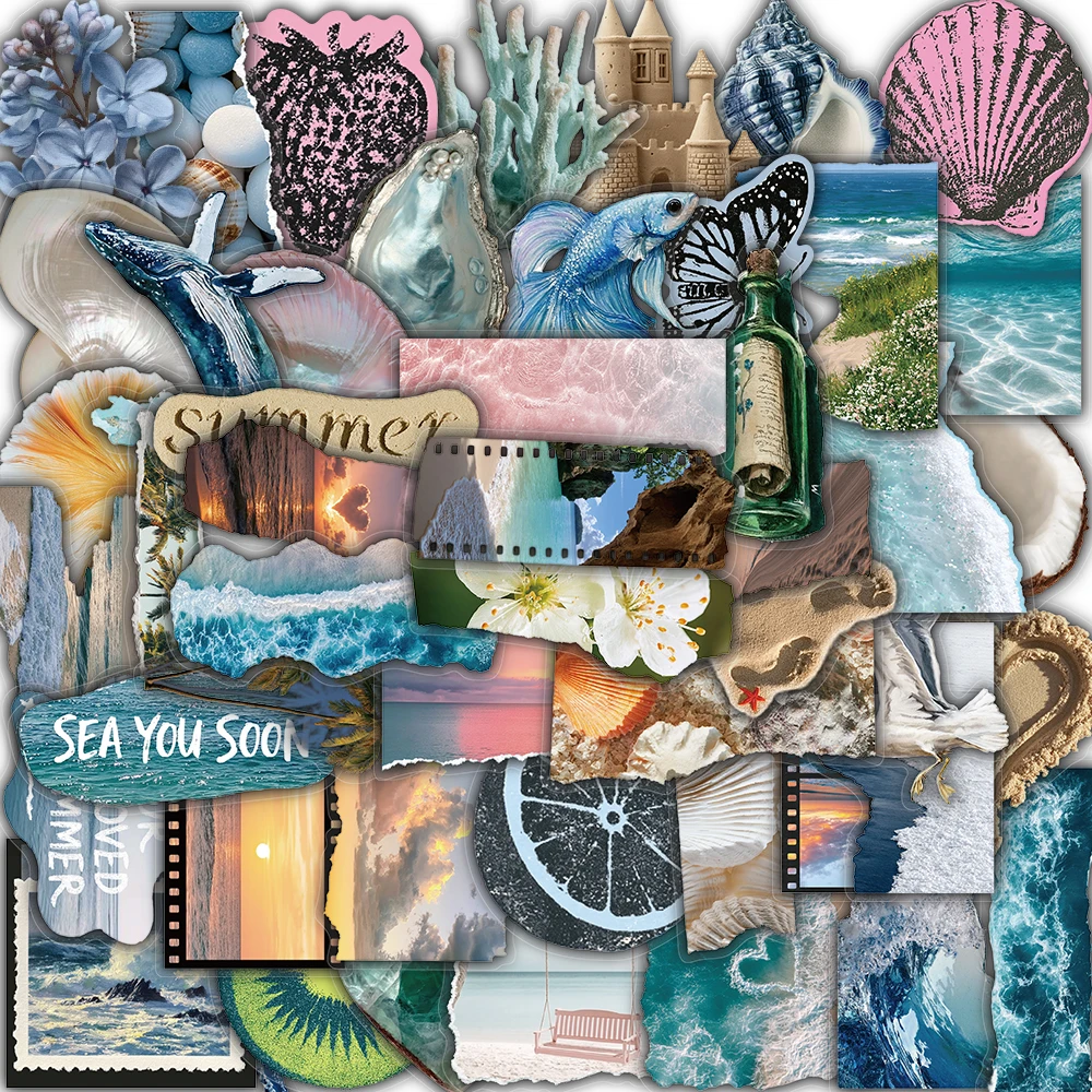50PCS Fantasy Ocean Collage Stickers Harajuku Fridge Aesthetic Laptop Luggage Waterproof DIY Decoration Exquisite Stickers