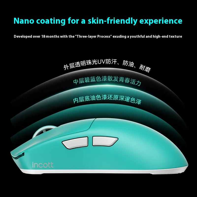 

Мышь Incott 039 Dual 8K Tri Mode Gaming Mouse 2,4G/Bluetooth Paw3950 52g Легкая мышь RGB 500 мАч для аксессуаров для средней руки