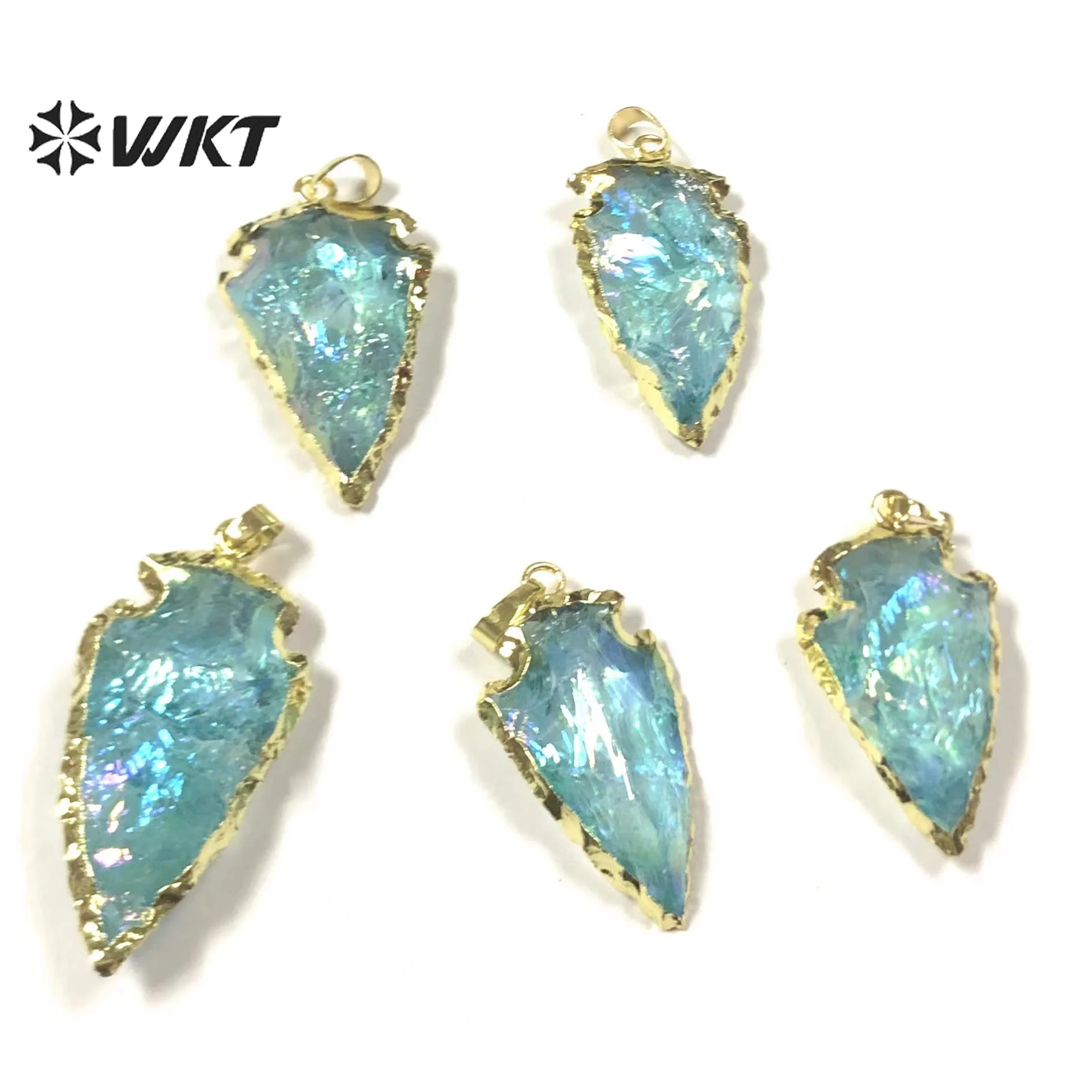 WT-P1776 WKT 2023 Trendy Style Simple Design Natural Aqua Raw Crystal Quartz Pendants Blue Jewelry Grand Wedding ACC
