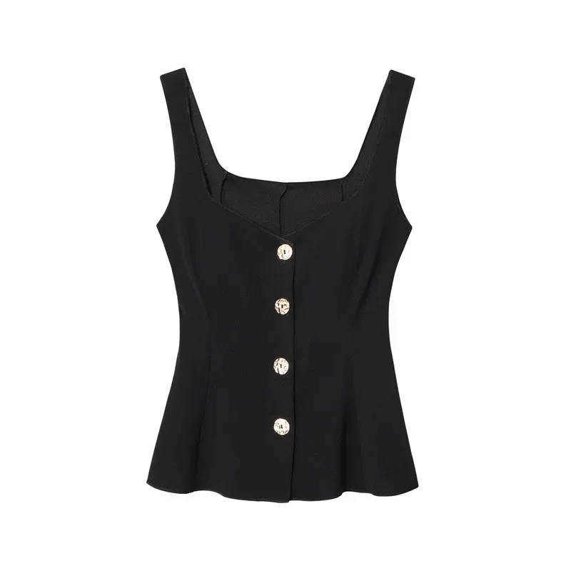 

Women's Slim Fit Stretch Vest High Street Button Detail Casual Top Sweet Style Summer Commuter Fashion Vacation Suspender