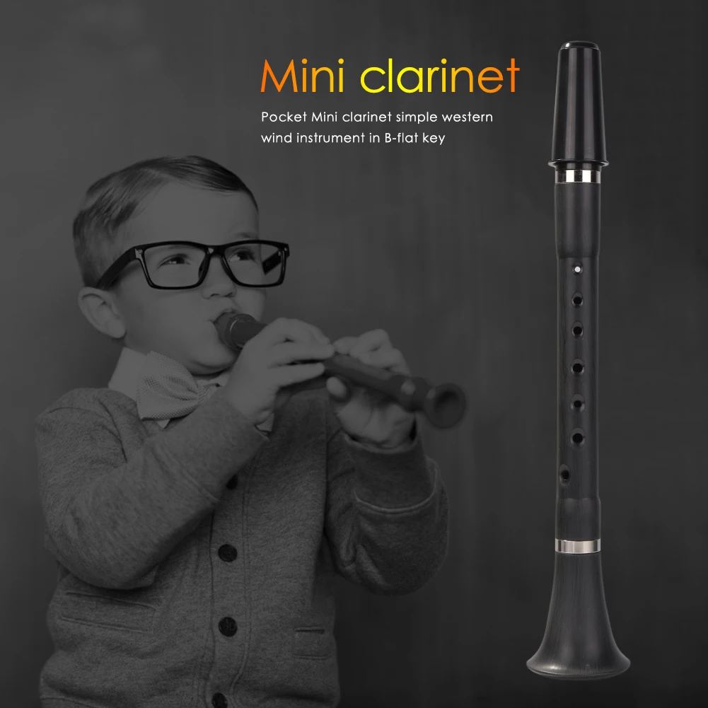 Mini Bb B Flat Clarinet Lightweight Pocket Clarionet Woodwind Instrument with Carrying Bags for Beginners Practice