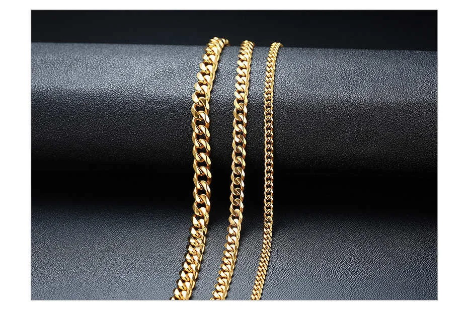 3-11MM klassische kubanische Kette Halskette für Männer Frauen, Silber Schwarz Gold Grau Farbe Edelstahl Ketten, Basic Punk Schmuck Geschenk – Detail 5