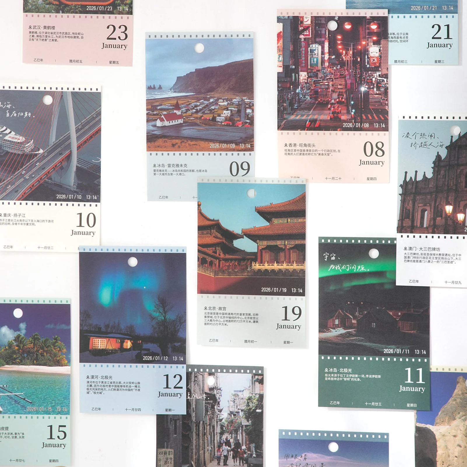 Travel Theme Desk Calendar With Scenic Illustrations Daily Planner Notepad Reusable Office Memo Organizer For Home And Office