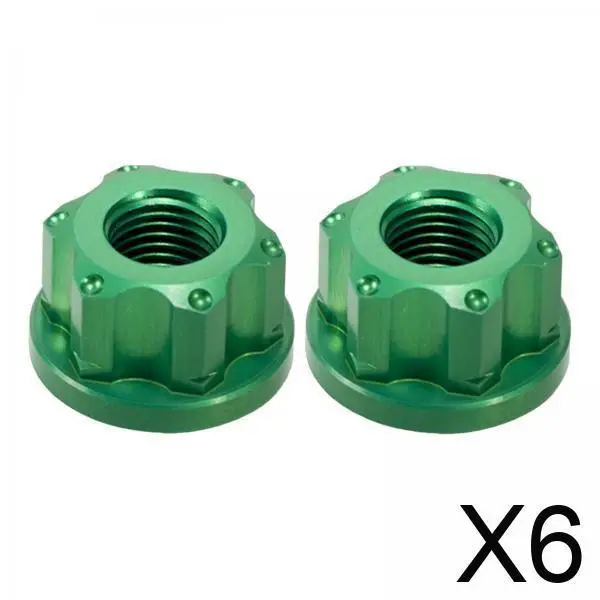 

6x2x Bike Wheel Hub Axle Nuts for Fixed Gear Bicycle M9 Nonslip Front Axle Nut Green