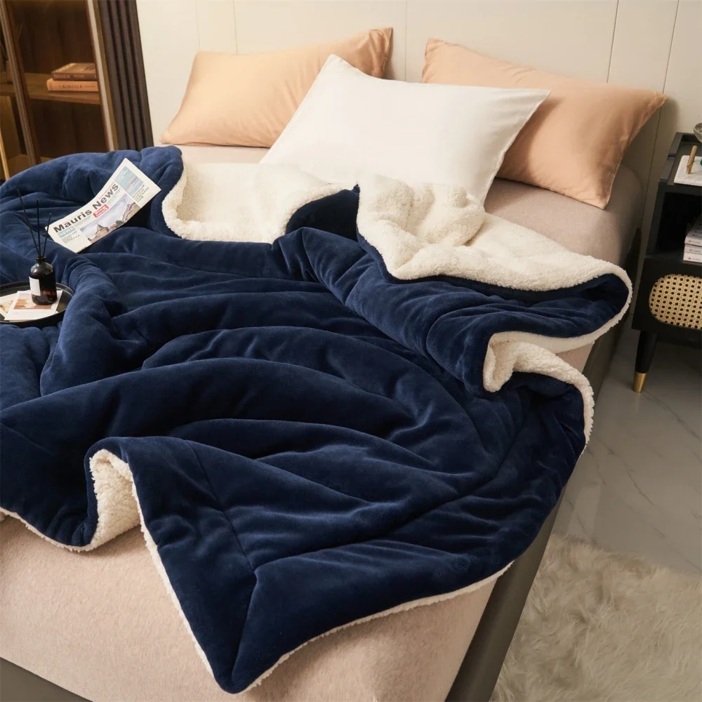 Weighted Blanket for Winter Warm Thick Throw Blanket For Bed Sofa Fluffy Plush Fleece Blanket For Single Double Couple Size