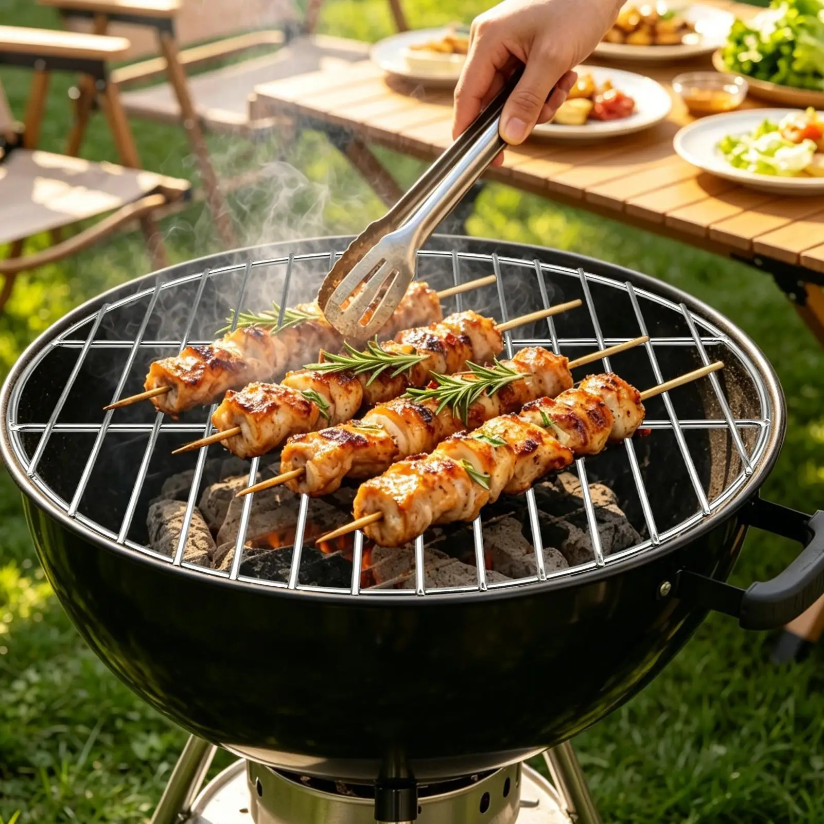 Heavy Duty Round Charcoal Grate Replacement Heat-Resistant Grill Grate for Outdoor Barbecue Camping Beach Garden ﻿