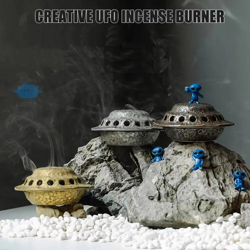 

Creative UFO Incense Burner Alien Spaceship Ceramic Censer Incense Holder Statue Home Office Desk Decor Ornament Dropshipping