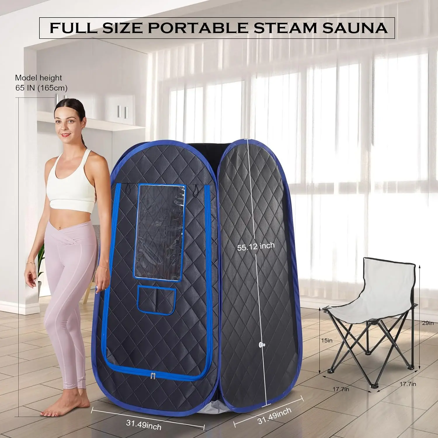 Imagem -05 - Sauna a Vapor Portátil de Corpo Inteiro Atualizado Grande Espaço Quick-folding Spa Tent Inclui 4l Steamer Recém-atualizado