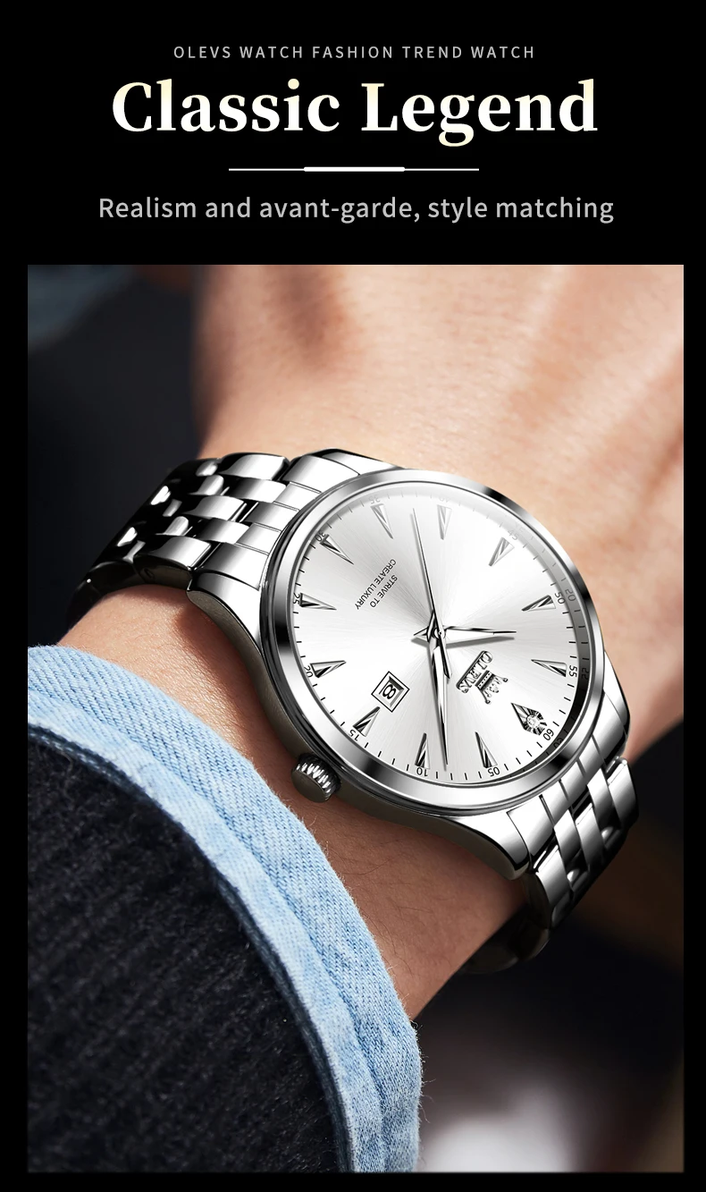 OLEVS 5598 Couple Watches Luxury Original Fashion Brand Waterproof Luminous Quartz Watch Single Calendar For Daily Date Sport