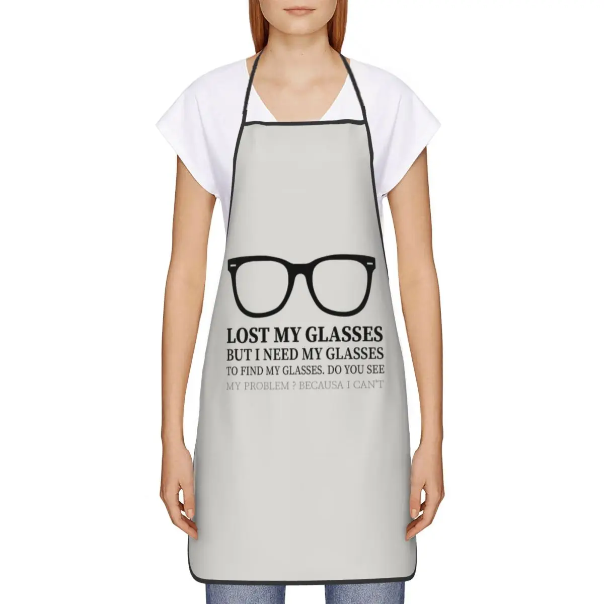 Funny Geek Lost My Glasses Bib Aprons Women Men Unisex Kitchen Chef Optometrist Tablier Cuisine for Cooking Baking Painting view 2