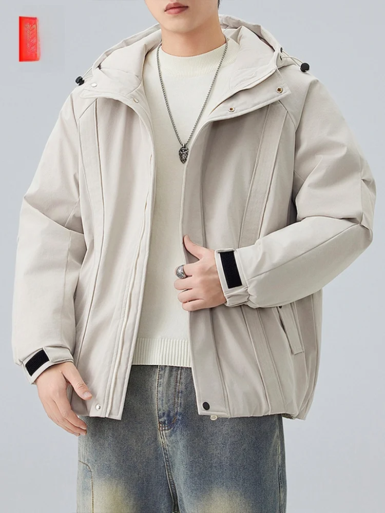 

Teenage Winter Thiened Warm Loose Fit Cotton Jaet Youth Faionable Hooded Zipper Polyester Fabric Long Sve Cleanfit S...
