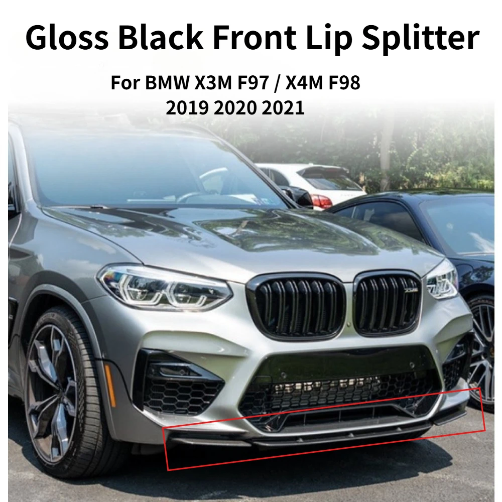 

For BMW X3M F97 X4M F98 2019-2021 Front Lip Spoiler Splitter Gloss Black Bumper Guard Exterior Modification Body Kit Accessory