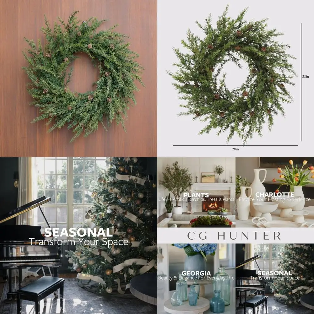 

Большой рождественский венок премиум-класса из искусственной сосновой шишки 28, для внутренних и наружных праздничных украшений