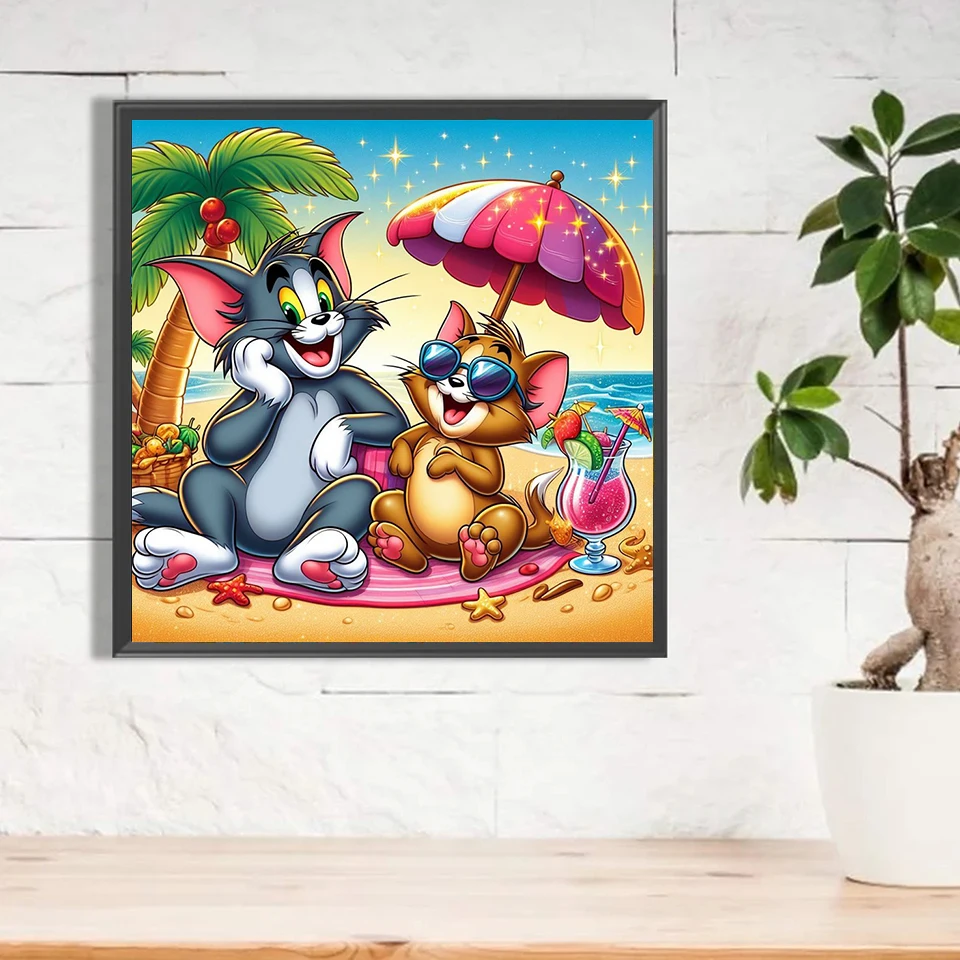 2024 New 5D DIY Tom and Jerry Diamond Painting Kit Diamond Embroidery Color Oil painting handmade DIY Mosaic art home decor