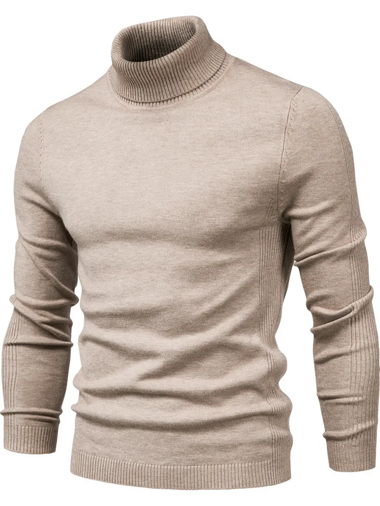 

Men's Casual High Collar Knitted Sweater Autumn Winter Comfortable Long Sve Overhead Faionable Slim Fit Knitwear