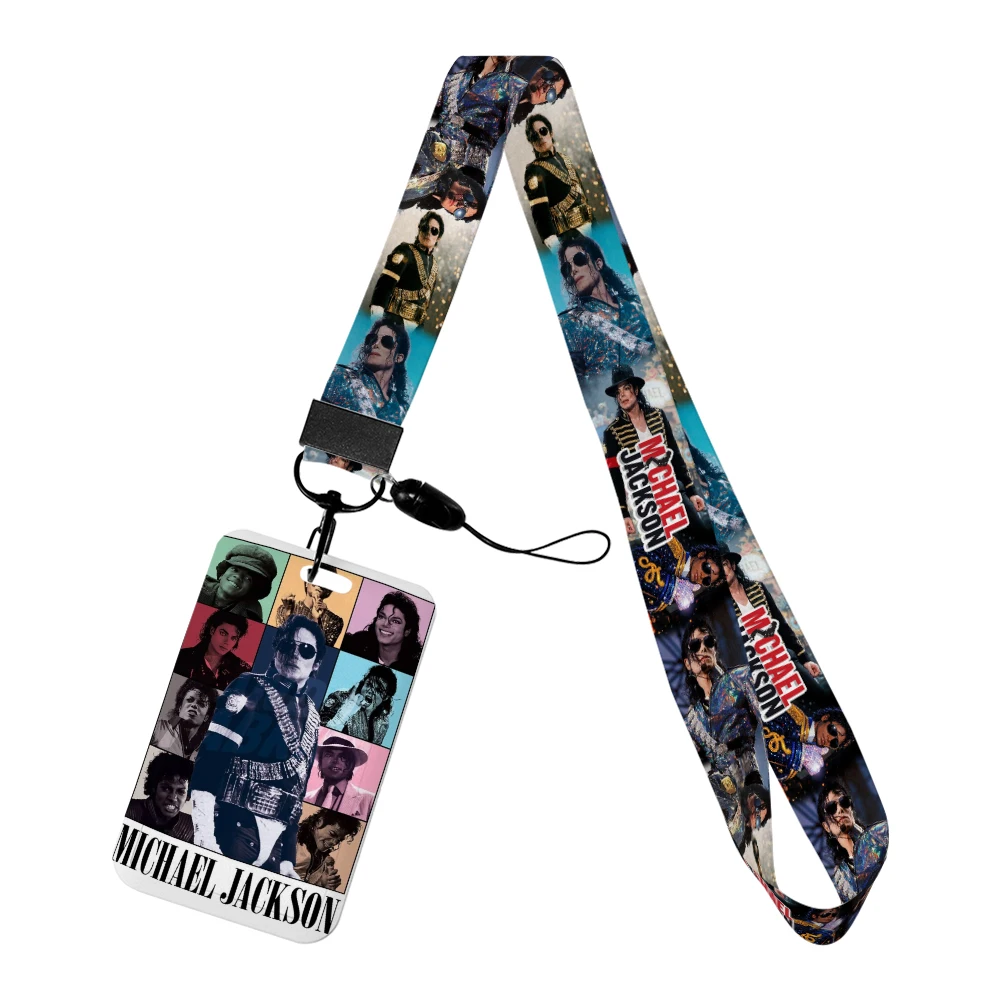 Famouse Singers J Work Card Holder Work Name Badge with Keychains Student Id Card Lanyard Holder Accessories
