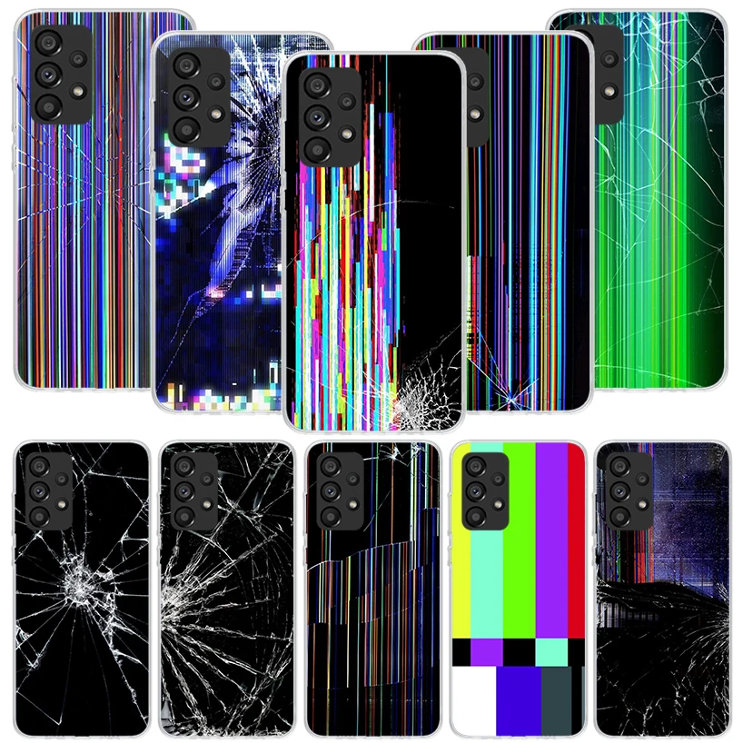 Broken Phone Screen Phone Case For Samsung Galaxy A14 A15 A13 A12 A54 A55 A53 A52 A04S A24 A25 A23 A22 A34 A35 A33 A32 A03S A02S