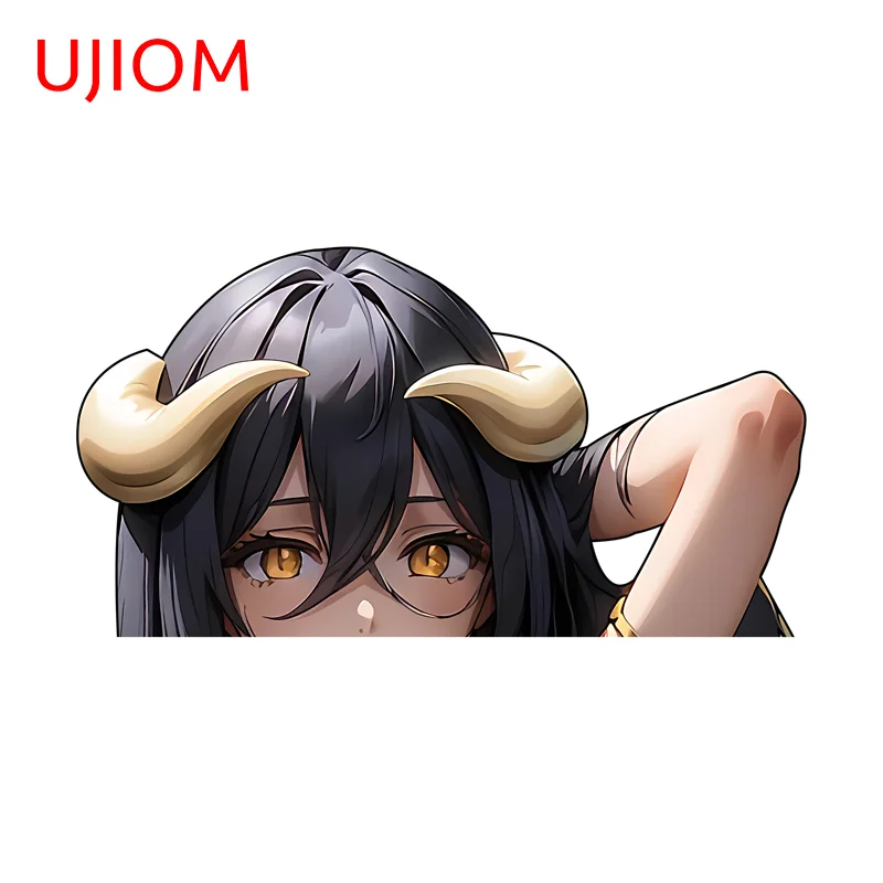 UJIOM Albedo Peeking Girl Wall Sticker Fashion Artistic Funny Unique Scratch Proof Picture Decal Switch Wall Decor Accessories