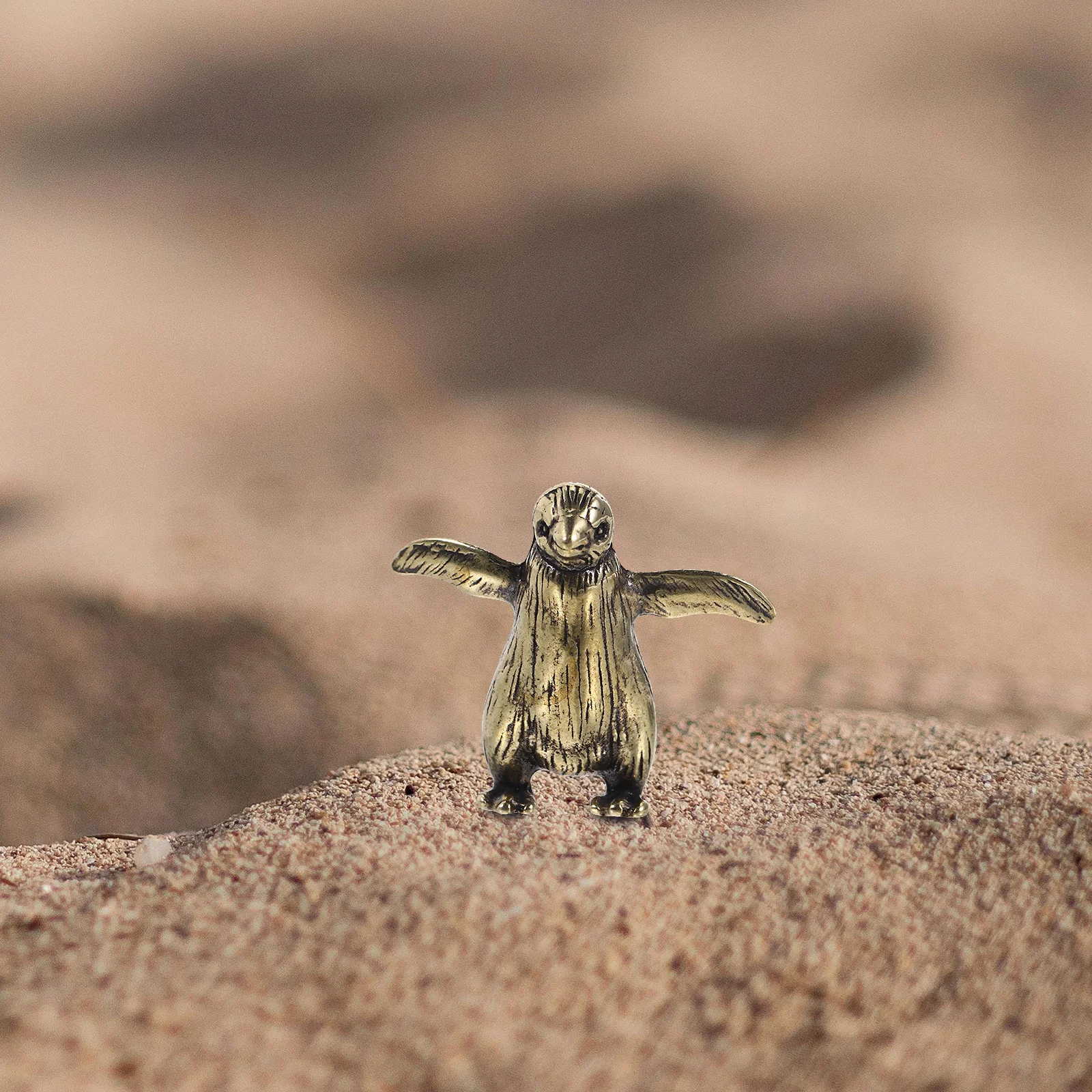 

Small Brass Penguin Solid Metal Animal Sculpture Vintage Home Decor Desktop Ornament For Bookshelf Table Display