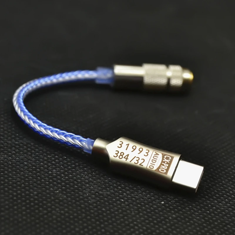 Усилитель для наушников usb-c/ЦАП cx393, синий, выход 3,5 мм, snr128 дБ, PCM 32b/384 кГц, для Android, Windows 10, для звонков