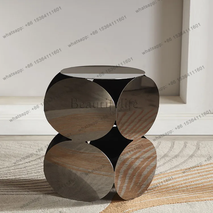 Jj Italian Minimalist High-end Living Room, Small Round Table Next To The Hotel Sofa, Design Sense, Personality Corner