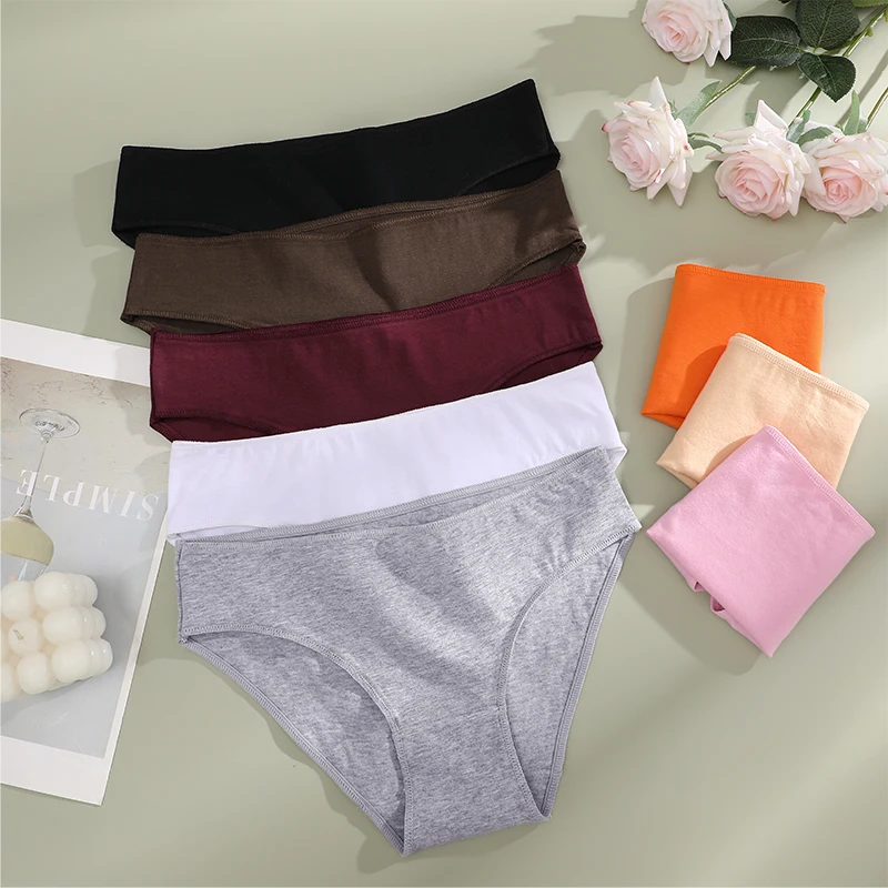 FINETOO 1Pcs S-XL Cotton Lingerie Panties Women Underwear Sexy Femme Underwear Women\'s Underpant Panty 8 Solid Color Briefs