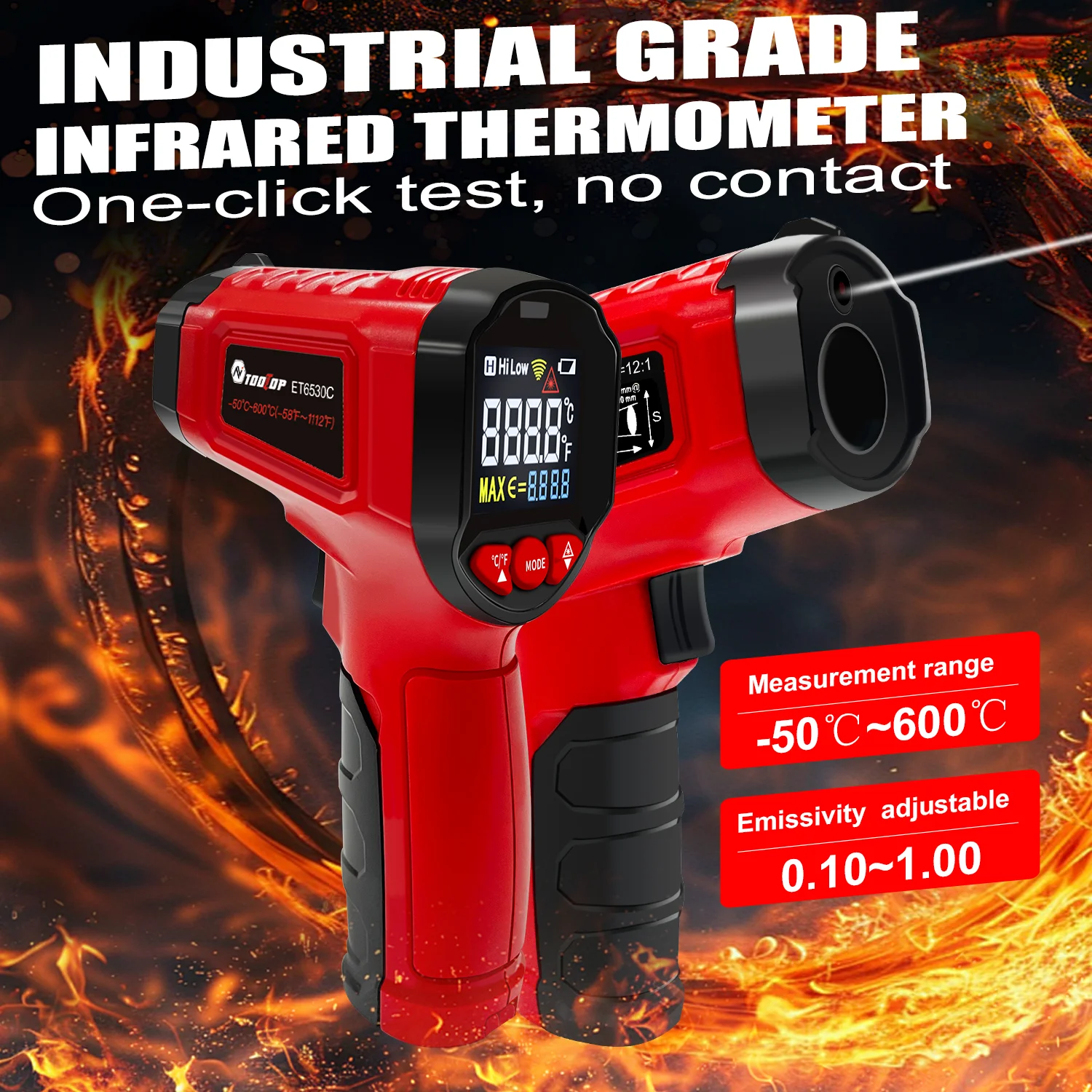 

ИНСТРУМЕНТ ET6530C -50 ° C-600 ° C Ручной цифровой термометр с лазерной подсветкой, промышленный термометр для кухни, автомобиля на открытом воздухе