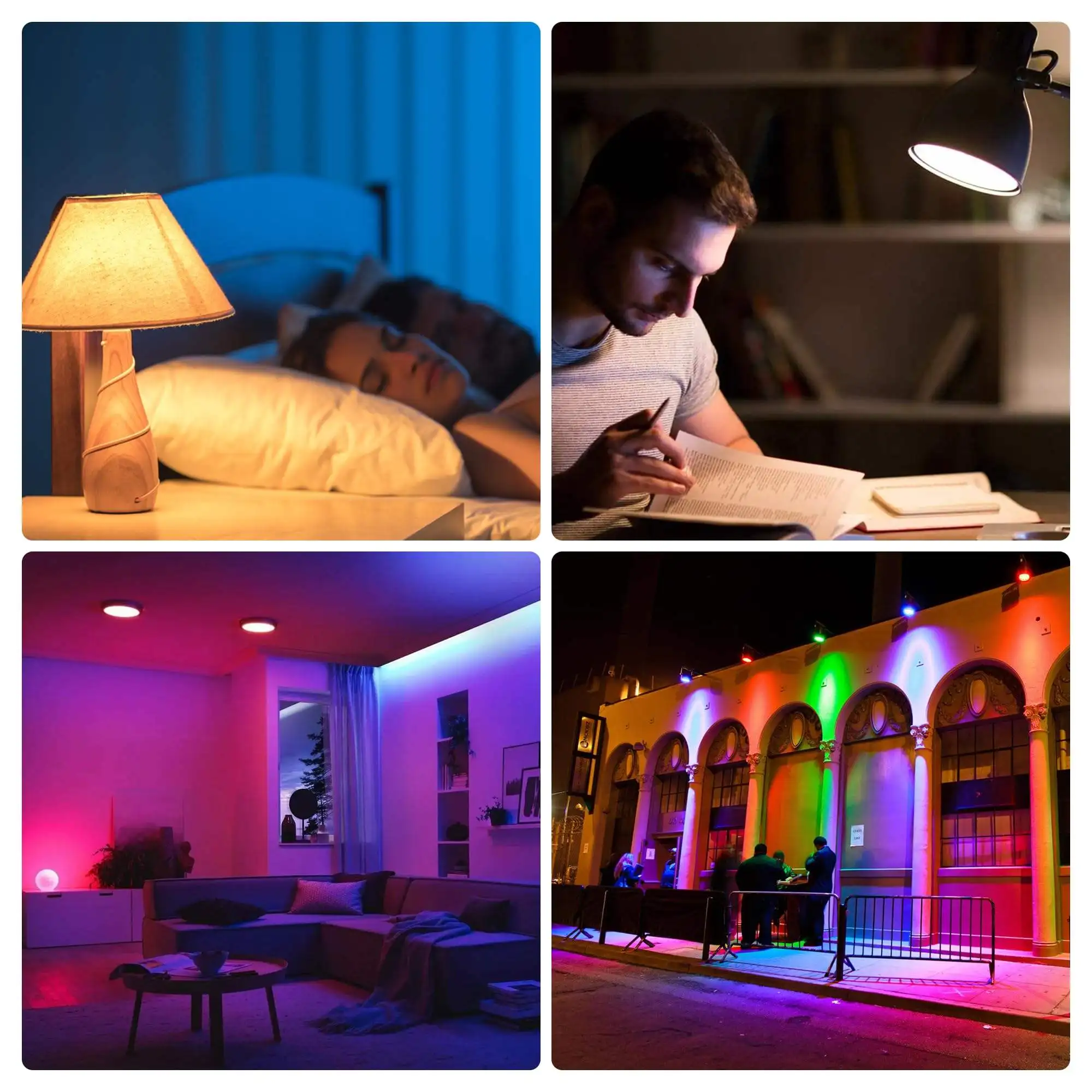 rechargeable smart LED lights, E26/E27 base, with remote control adjustable color temperature and brightness lights, USB recharg