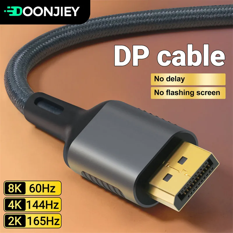 DisplayPort 1.4 Cable DP To DP Adapter 8K 60Hz 4K 120Hz HDR 165Hz Display Port Adapt Audio Video Cable For PC HDTV Projector
