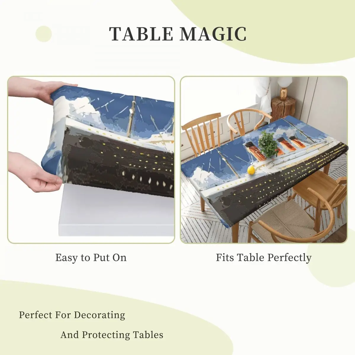 The Most Popular Ship Of All Times, Titanic. Customized Rectangular Tablecloth Oilproof Table Cover for Dining Table Cloth
