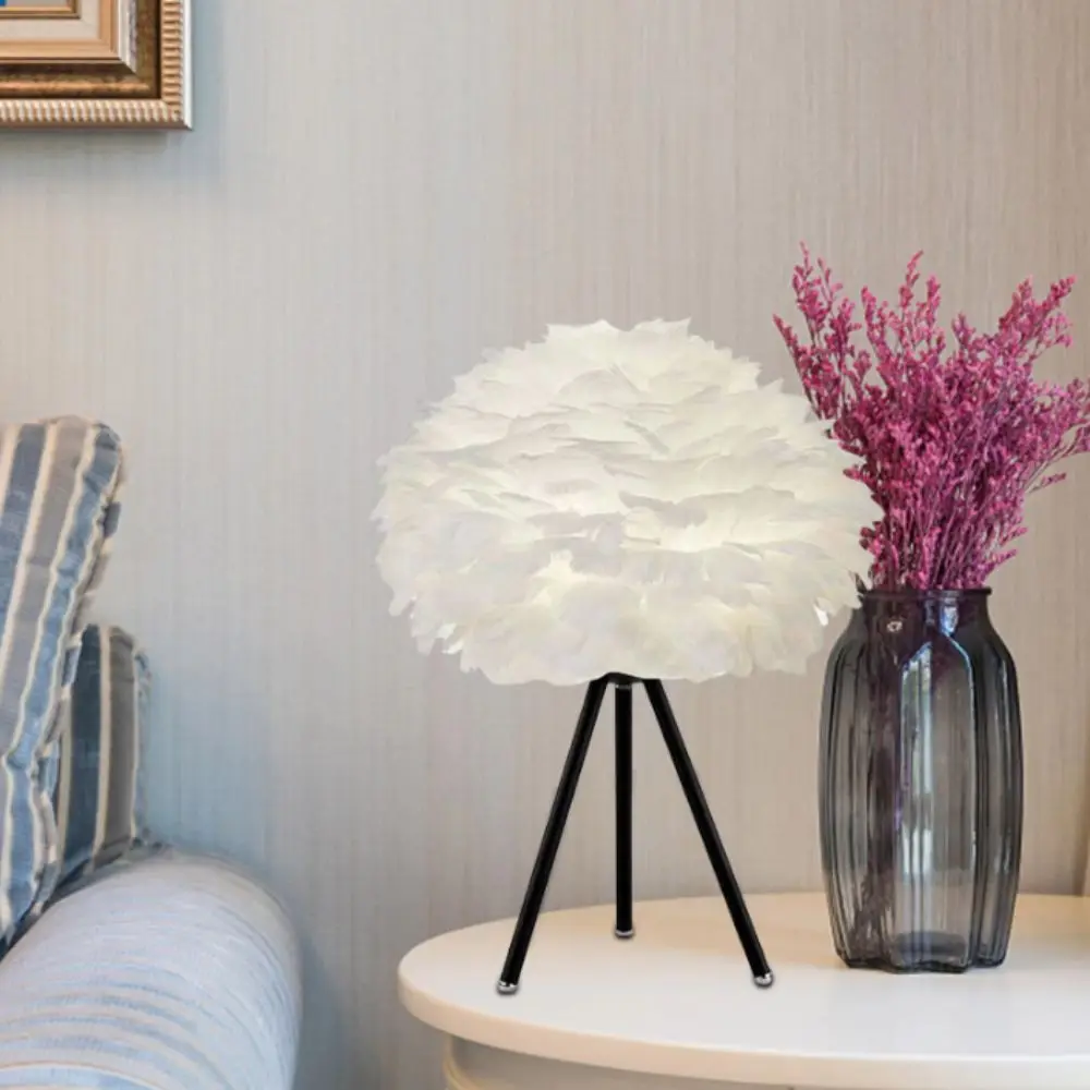 Nordic Style Feather Lamp Shade Soft Decorative Cozy Design Lamp Shade Cover Warm Feather Decorative Shade Pendant Light Shade