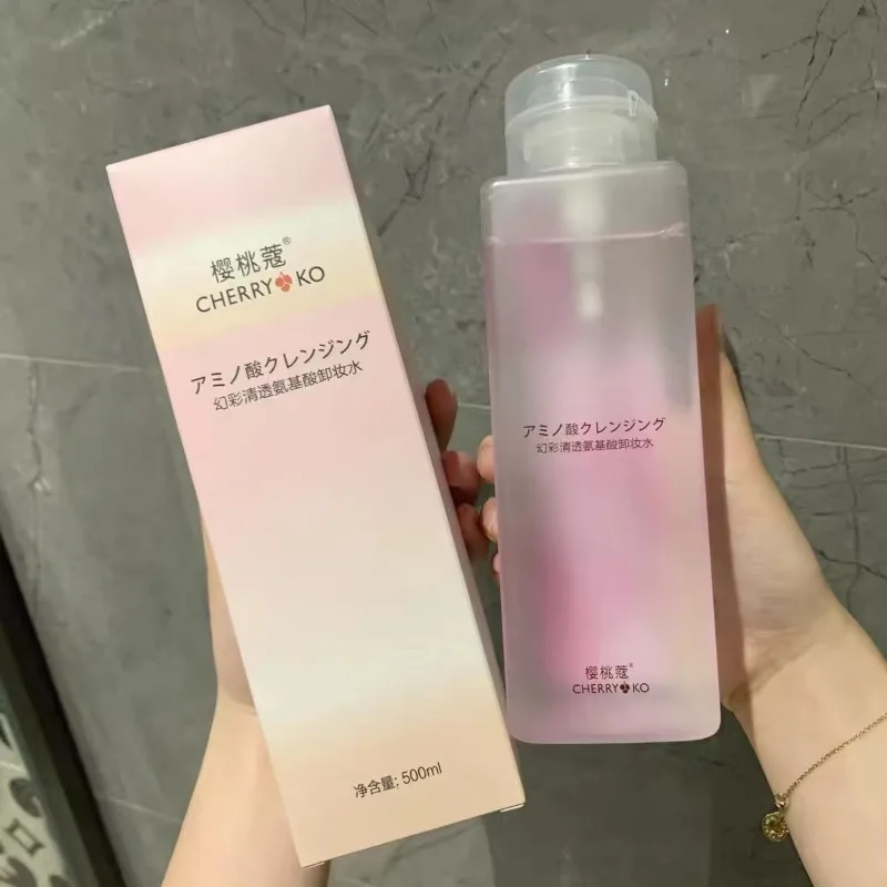 น้ํายาล้างเครื่องสําอางกรดอะมิโนอ่อนโยนสําหรับดวงตา ริมฝีปาก ใบหน้า - ขวดปั๊มกด น้ํากําจัดเครื่องสําอาง, น้ํายาทําความสะอาดสามชั้น