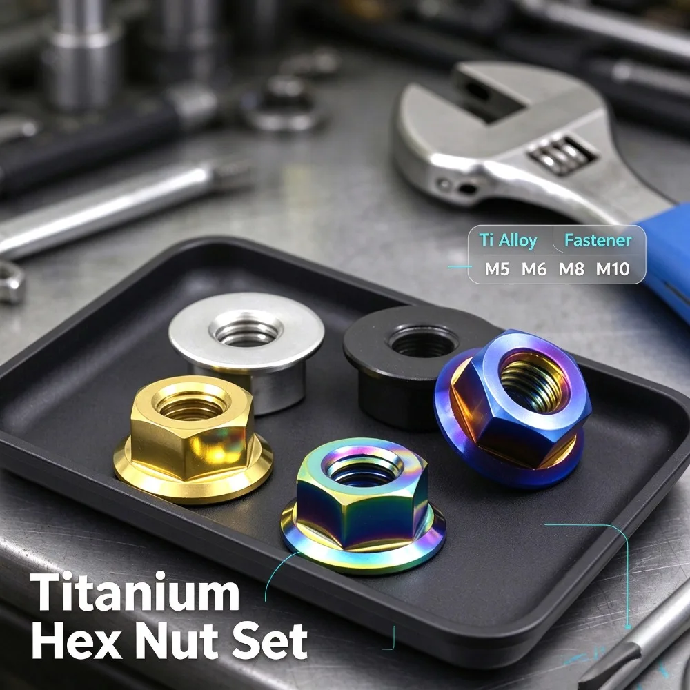5 M6M8M10 Titanium Alloy Hex Nuts,Lightweight Corrosion Resistant Fastener Nuts for Bicycle,Motorcycle,Car and Boat Accessories