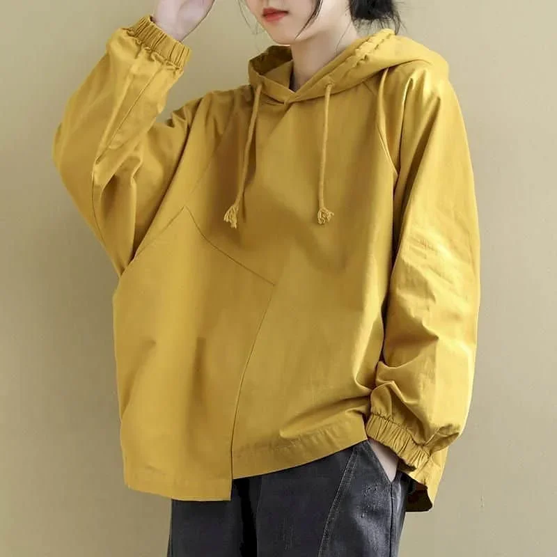 

Pop Hoodies For Women Harajuku Retro Oversized Hooded Drawstring T-shirts Casual Korean Style Long Sleeve Women Clothes Trend To