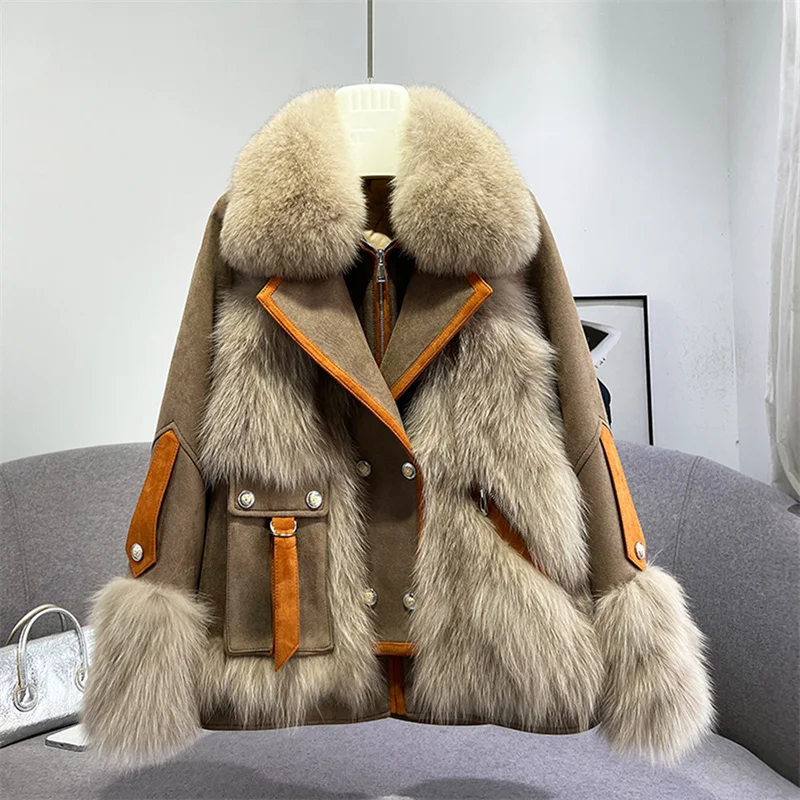 

Winter Women's Fox Fur Coat 2022 High-Quality Luxury Fur Coat Loose Round Neck Coat Thick Warm Women's Fur Coat