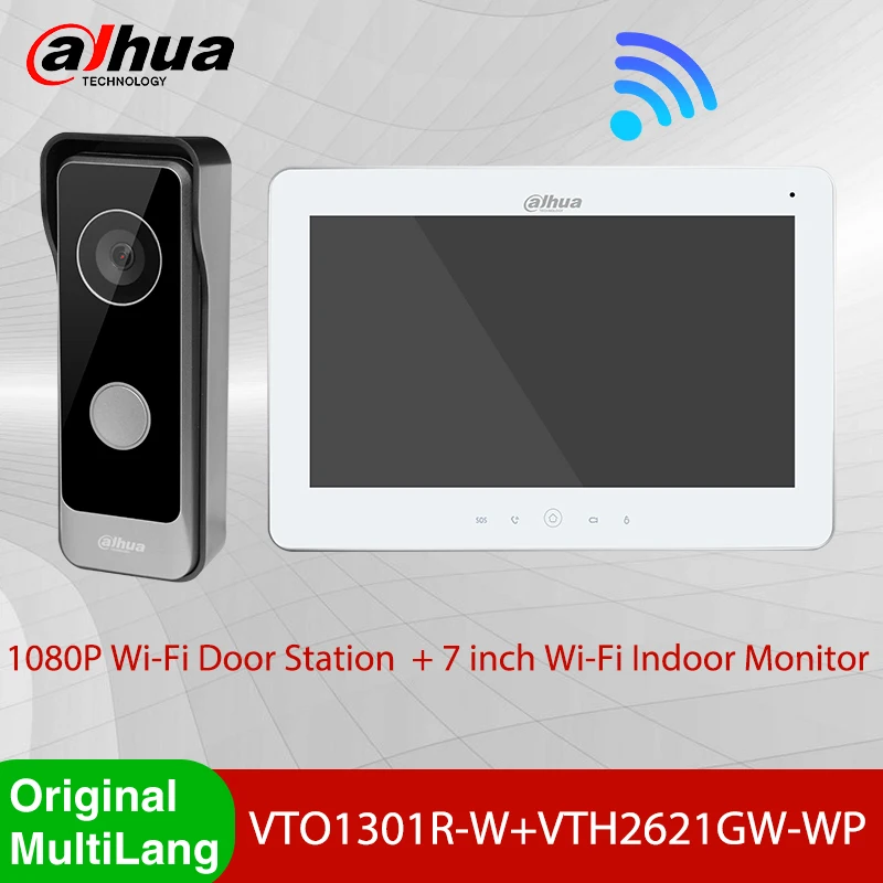 Dahua Multi-Language VTO1301R-W Doorbell With 7 Inch Screen VTH2621GW-WP IP Video Intercom Kit Smart Wifi Video Monitor System