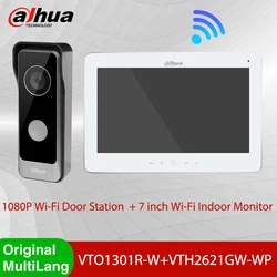 Wielojęzyczny dzwonek VTO1301R-W Dahua z ekranem 7 Cal VTH2621GW-WP zestaw wideodomofon IP inteligentne Wifi systemu ekran wideo