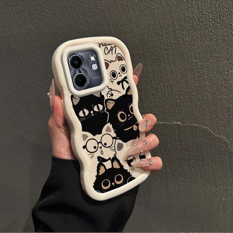 Smart 9 Sei gatti Forma ondulata Cassa Del Telefono Del Silicone Per Infinix Smart 9 8 8Pro 8HD 7 7HD 7Plus 6 5 5Pro GO Hot 50i copertura