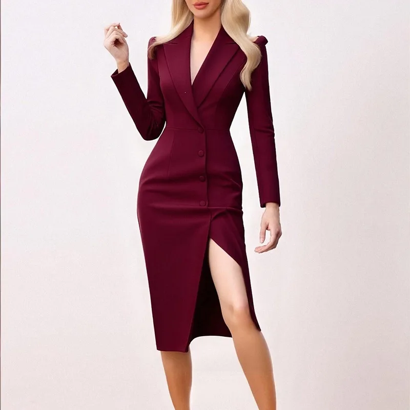 2026 New Spring Women Dress Dresses Fashion Office Blazer Dress Slim Single Breasted Workwear