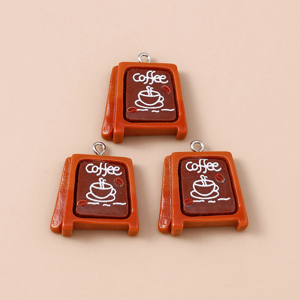 Leslie 10 Stück süße Harz-Café-Kaffeemaschinen-Anhänger für Schmuckherstellung, DIY-Halsketten, Ohrringe, Schlüsselanhänger, Anhänger – Detail 6