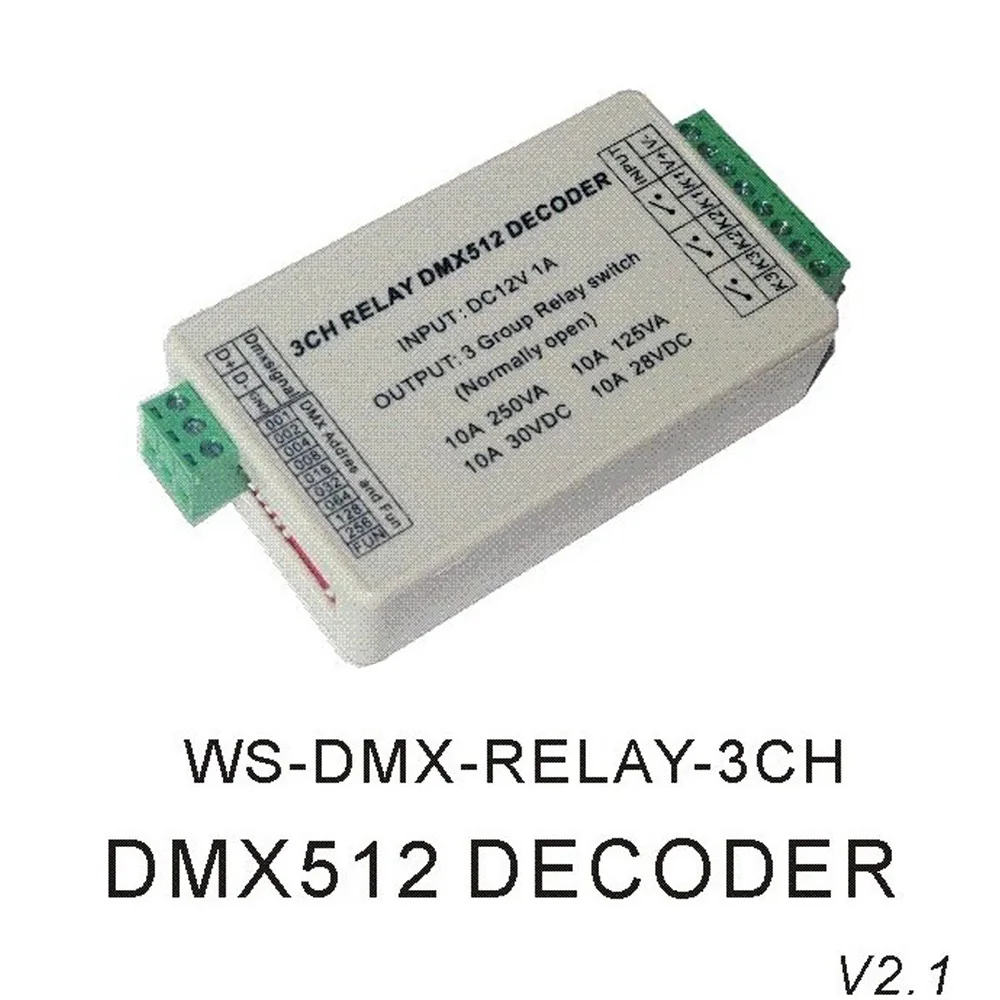 

3 Channel DMX512 LED Controller 3 Channel DMX Relay Board Output Decoder Switch DC12V 10A*3CH Relay Module LED Controller