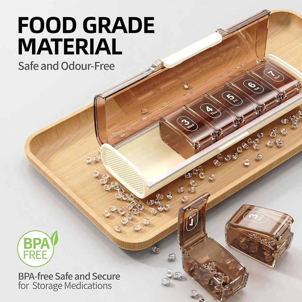 

1PCS Moisture-Proof Weekly Pill Organizer BPA Free Travel 7 Day Pill Box Case for Travel for Vitamins Supplements Medication