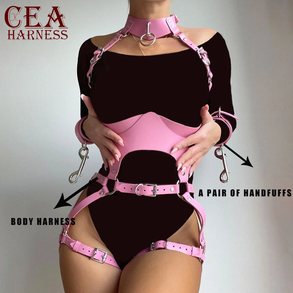 

CEA Adjustable Sexy Harness Woman Bondage Lingerie Garter Belt Stockings Fashion Buttocks Bra Rave Suspenders Belts