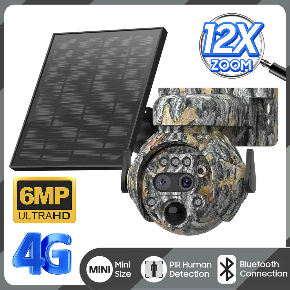 For AanPire IP66 Solar Powered Security Camera Two-Way Audio Mini Wireless Hunting IP Camera With IR PIR Battery Camouflage