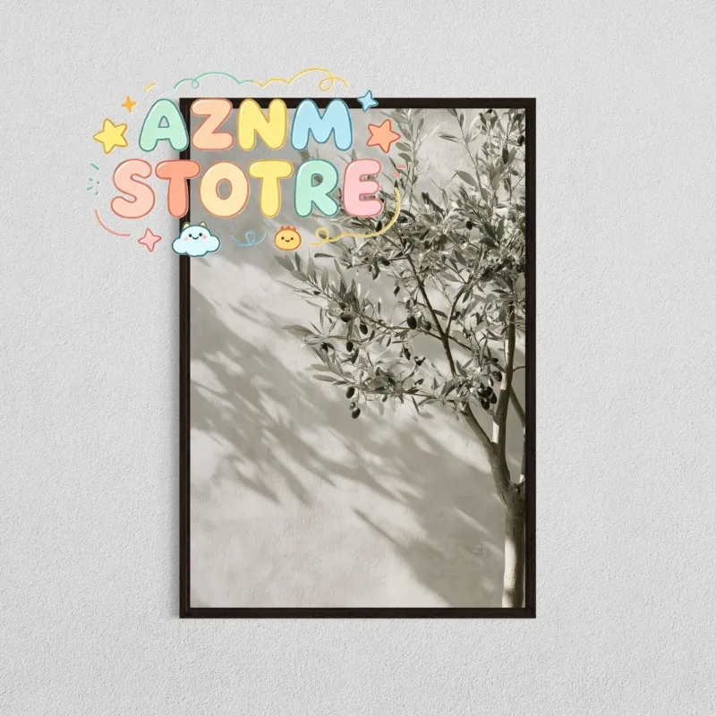 Minimalist Nature Botanical Olive Tree Pottery Poster Mediterranean Still Life Canvas Painting Wall Art Rustic Room Home Deco
