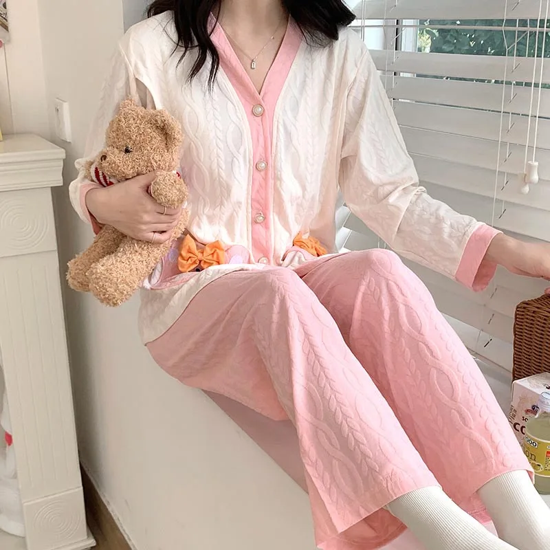 Woman Spring and Autumn Nursing Nursing Cotton Maternity Wear Summer Thin Postpartum Pregnant Women Pajamas Home Clothing Set